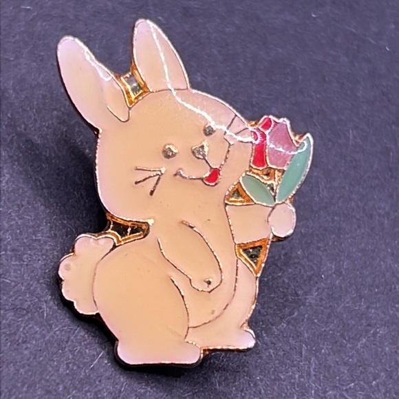 Vintage pair enamel bunny pins - Picture 2 of 4